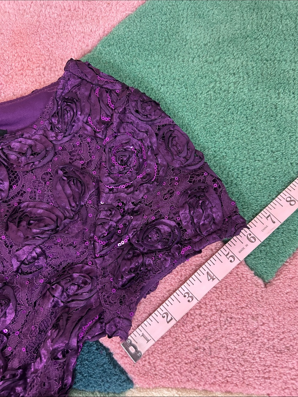 Alex Evenings Rosette Evelyn Lace Purple Dress - Picture 9 of 17